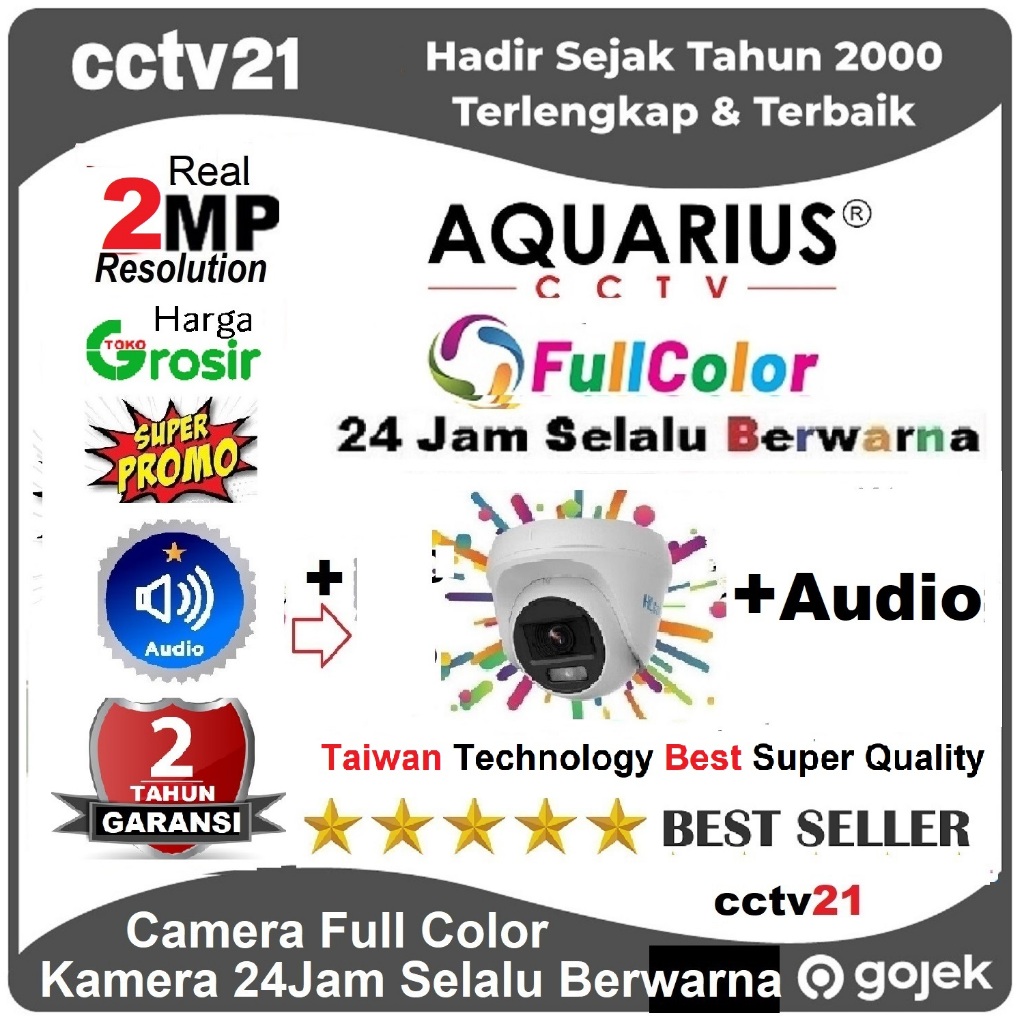 Promo / CCTV / Camera /Colorvu + Audio 2MP AQUARIUS Full Color 24Jam Selalu Berwarna Harga Promo cct