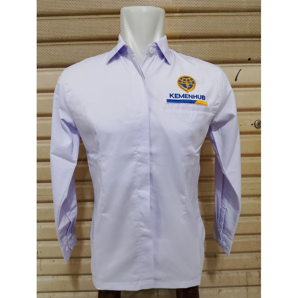 Kemeja KEMENHUB Seragam Kemenhub Putih Panjang