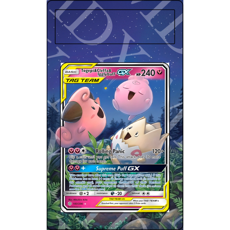 Togepi & Cleffa & Igglybuff GX #143 Pokemon Cosmic Eclipse (Custom Extended Art)