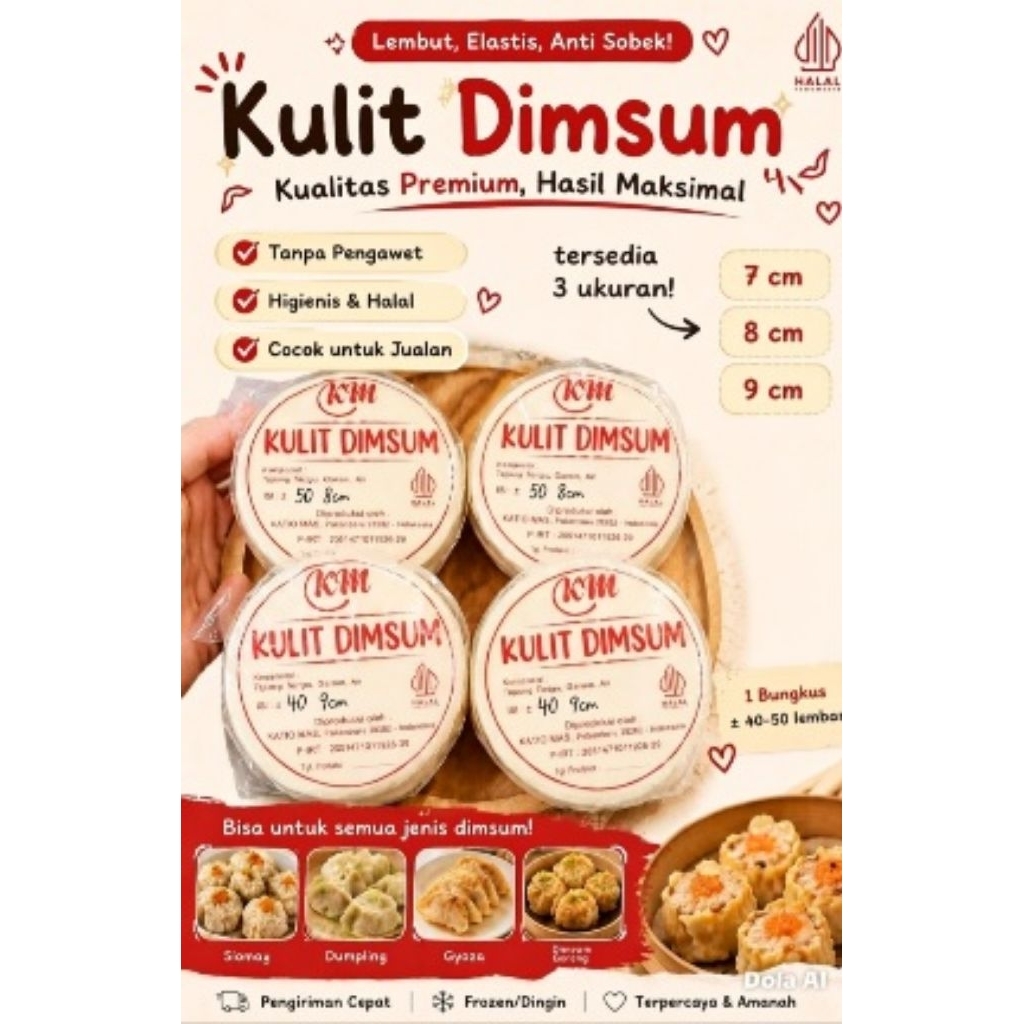 KulitDimsumKatioMas/GyozaPremium ukuran 7cm,8cm,9cm Pekanbaru