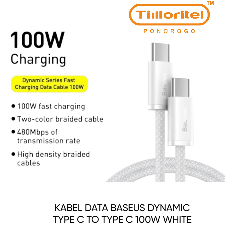 KABEL DATA BASEUS DYNAMIC TYPE C TO TYPE C 100W WHITE