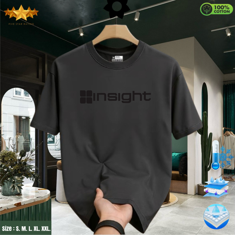 Promo Diskon T-shirt Kaos Insight Logo Hitam Unisex Motif Lengan Pendek Atasan Kasual Oversized, S M