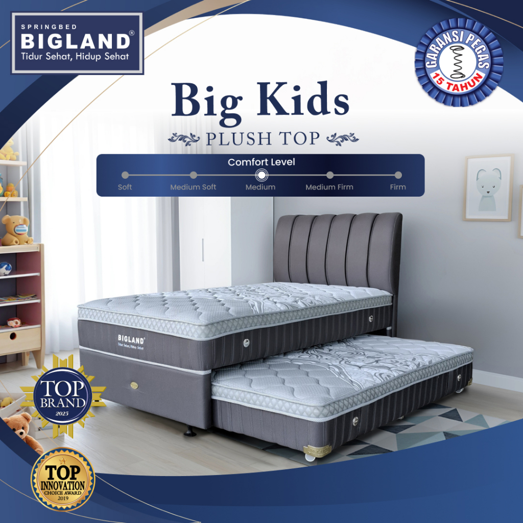 Bigland Springbed Twin Big Kids (Kasur Sorong Anak) - FREE 2 Bantal & 2 Guling