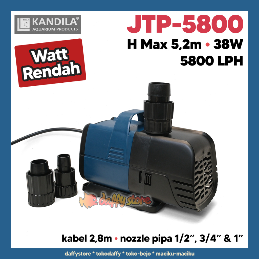Pompa Kandila JTP-5800 5800LPH 38W 5,2m pompa kolam akuarium JTP 5800