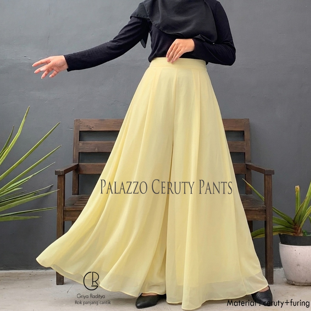 Kulot Wanita Mayung Lebar Highwaist Sifon Ceruty Palazzo Pants