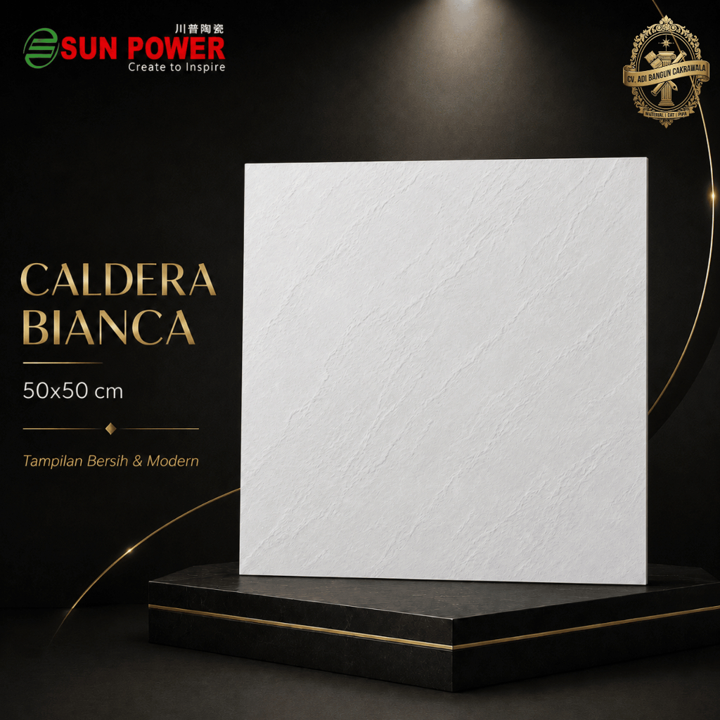 KERAMIK PUTIH CORAK SUNPOWER CALDERA BIANCA 50X50