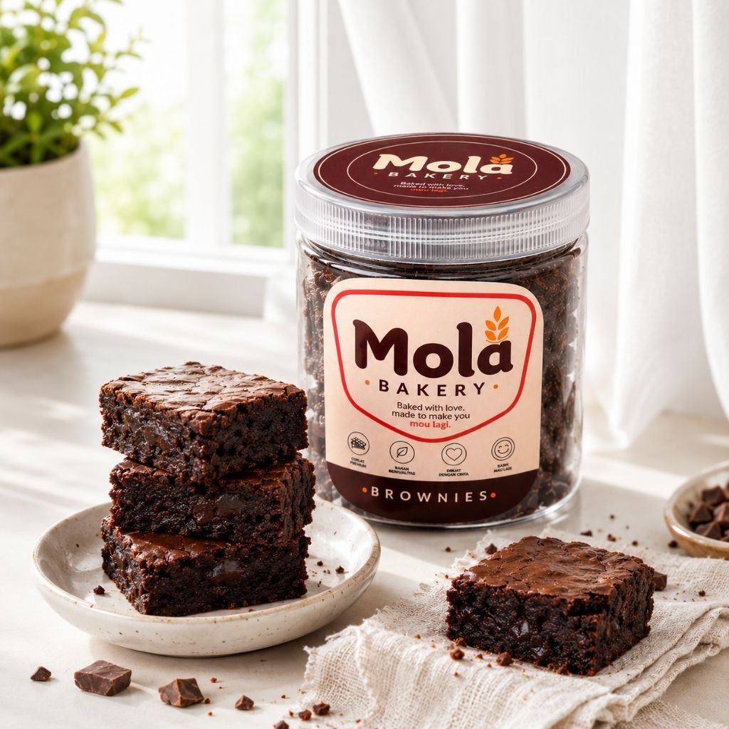 MOLA BAKERY Fudgy Brownies Coklat Brownies Keju Brownies Choco chips Fadji Bronis