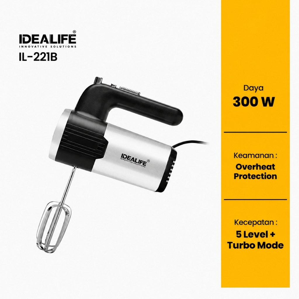IDEALIFE Professional Hand Mixer Mixer Tangan Multi Speed Turbo IL-221B IDEALIFE