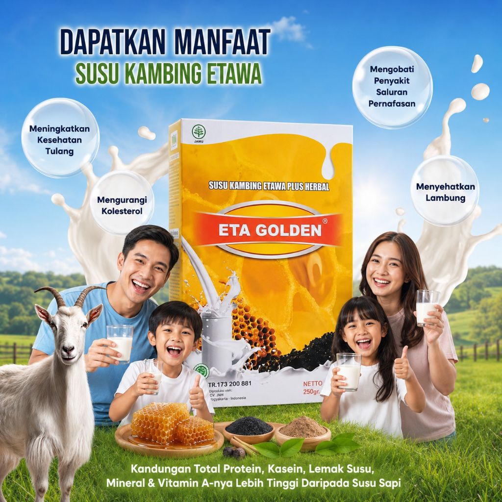 ETA GOLDEN SUSU KAMBING ETAWA PLUS ORIGINAL 1 BOX ISI 250 GRAM