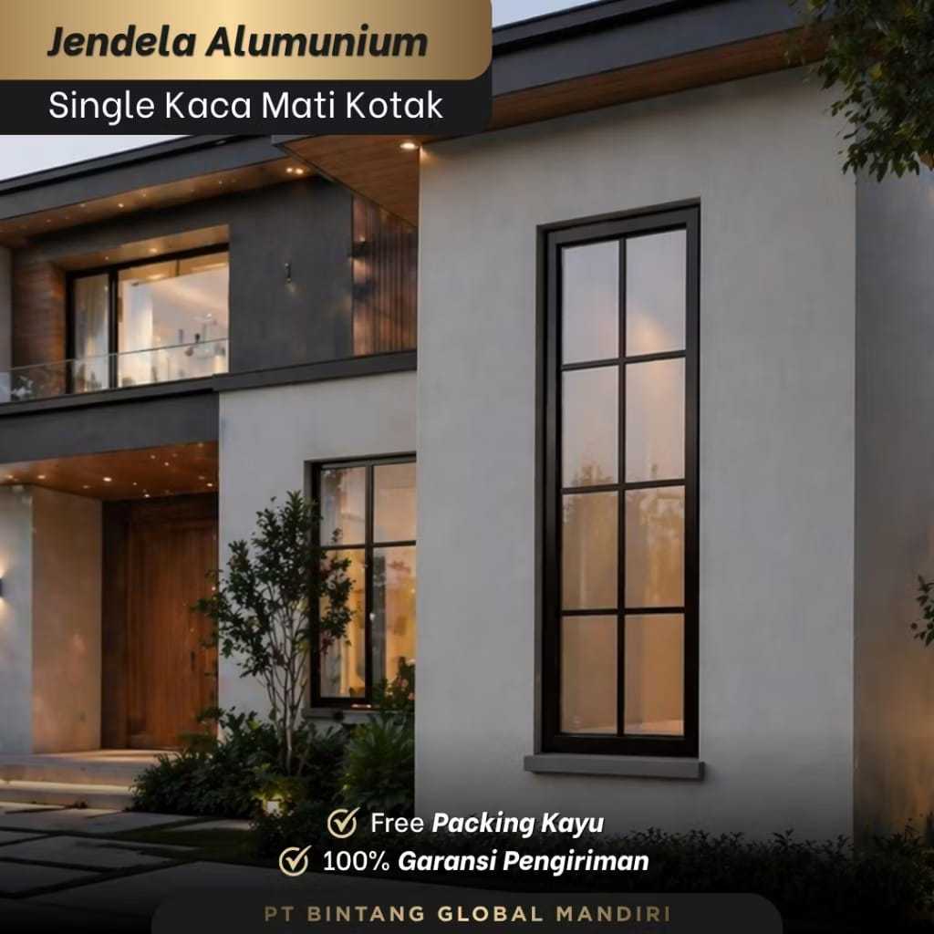 JR DOOR - (JENDELA SINGLE KACA MATI ORNAMEN KOTAK L40 X T40-110 3inch) JENDELA ALUMINIUM RUMAH KEBUT