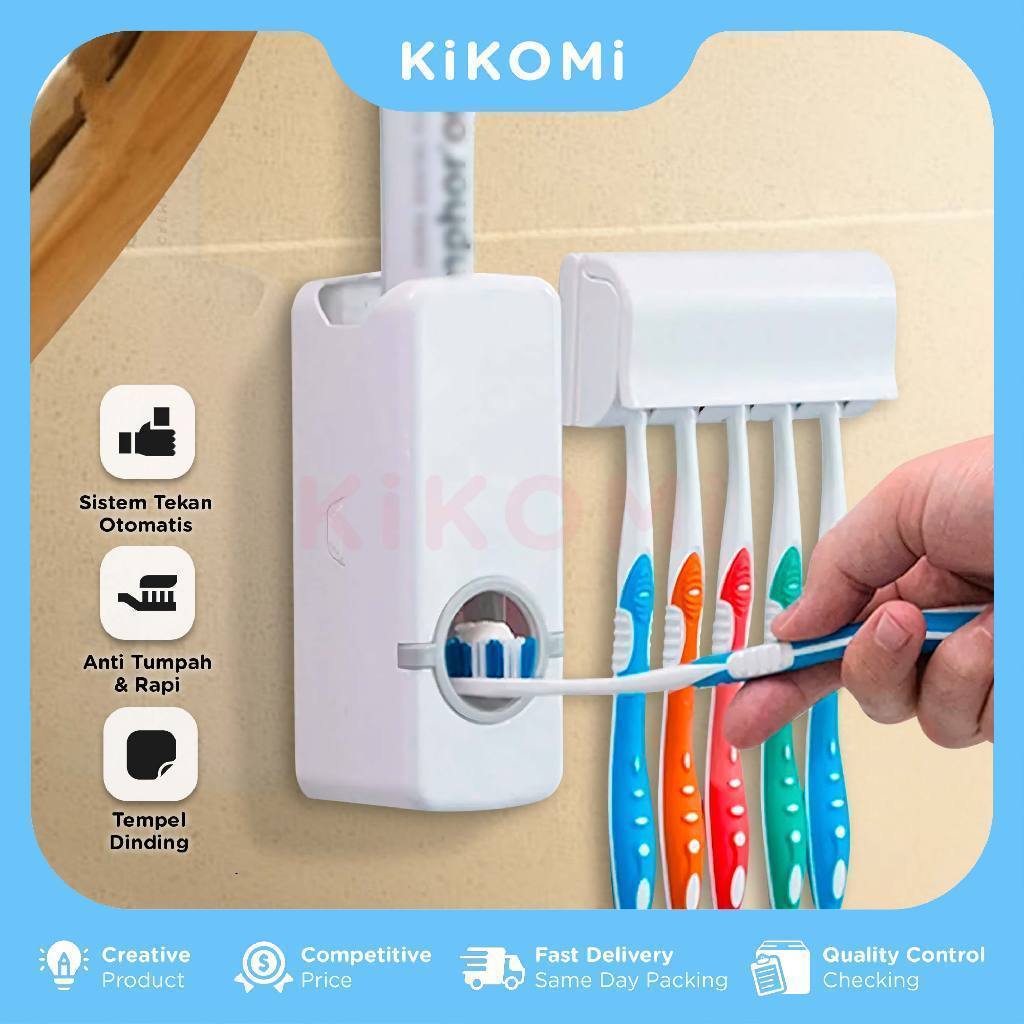 Set Dispenser Pasta Gigi Odol Dan Rak Cantolan Tempat Sikat Gigi — 9