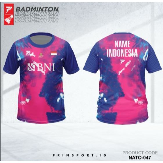 PRINTSPORT JERSEY FULLPRINT CUSTOM BADMINTON NATO SERIES PINK UNGU BAHAN DRYFIT QUICKDRY