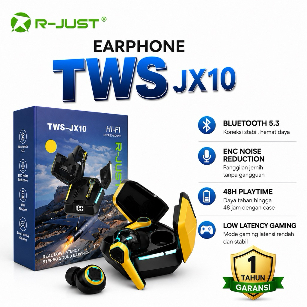 Headset TWS GARANSI 1 TAHUN NEKTECK Original JX10 M90 MAX M41 Gaming Earphone Wireless Bluetooth