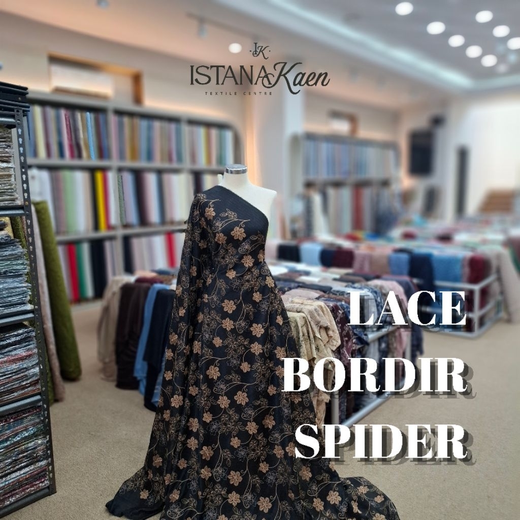 Lace Bordir Spider | Lace Bordir | Tile | Kain Kebaya | Bahan Kain Meteran | Kain Tile | Kain Brokat
