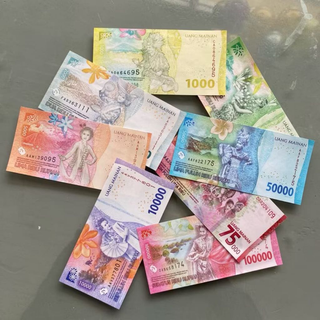Uang Mainan Premium 10 Lembar - Warna Solid, Cetakan Rapi, Anti Tekuk