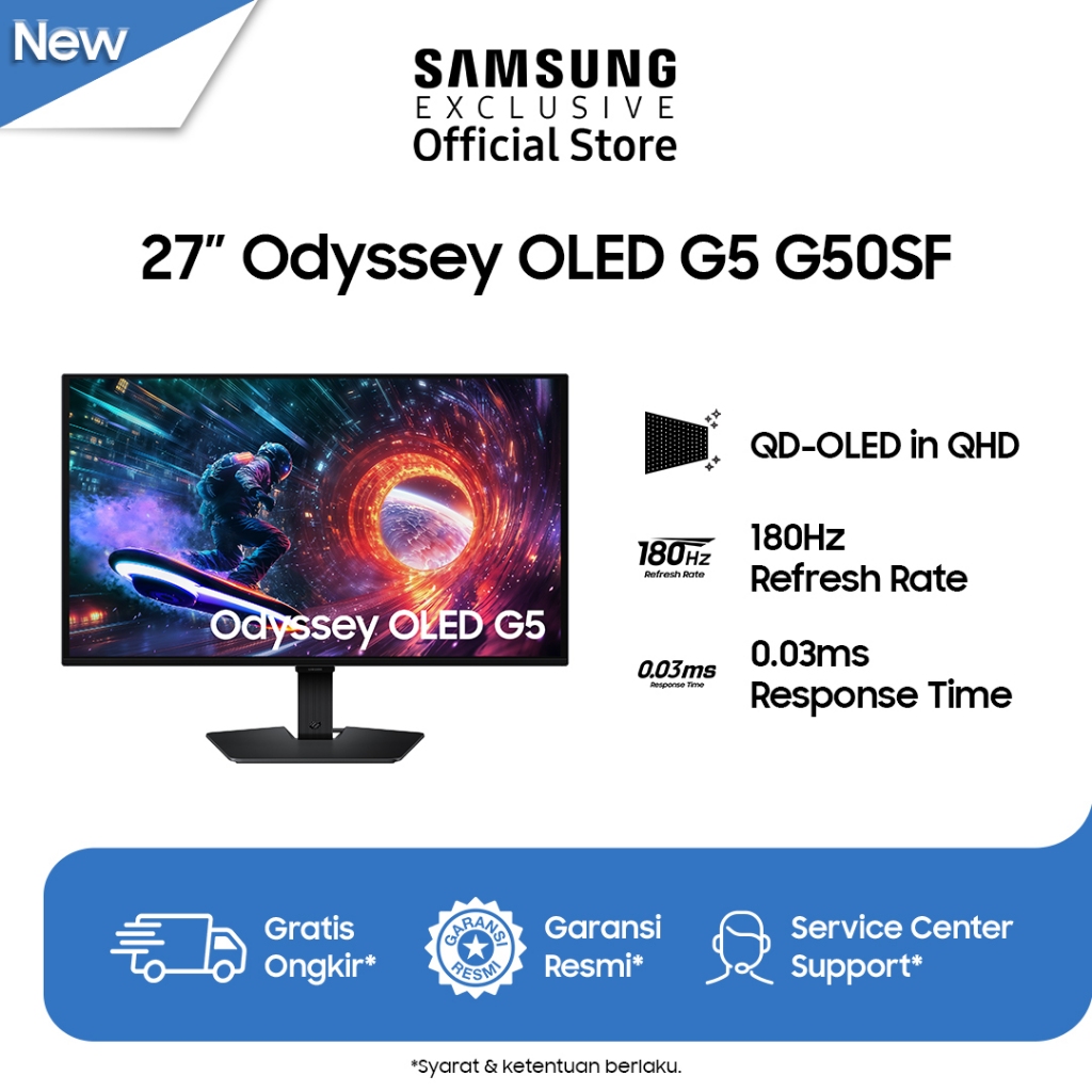 Samsung Odyssey 27" OLED G5 G50SF QHD 180Hz Gaming Monitor | LS27FG502SEXXD