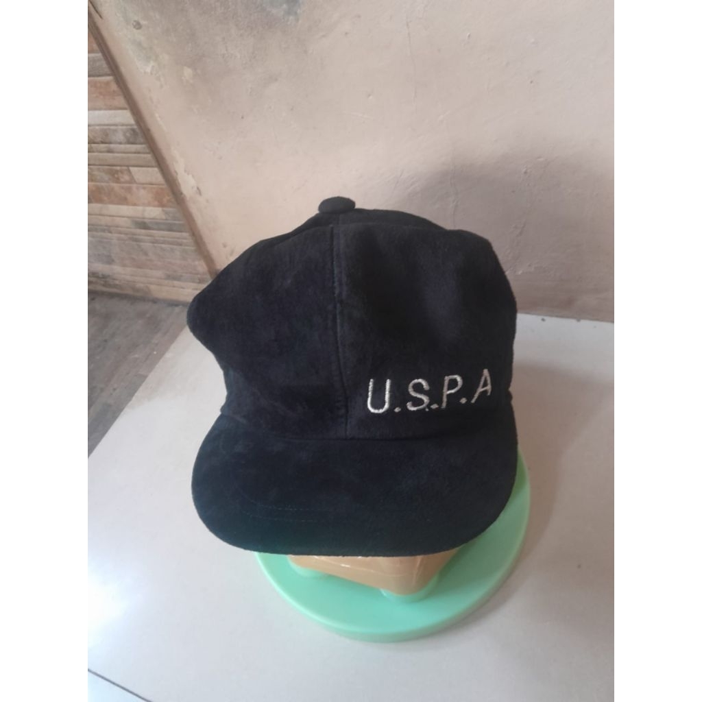 TOPI NEWSBOY USPA US POLO ASSOCIATION SUEDE VINTAGE
