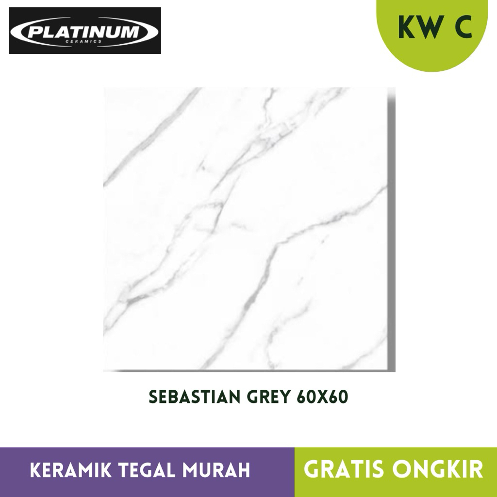 Keramik Cutting Putih Glossy Sebastian Grey 60x60 Platinum