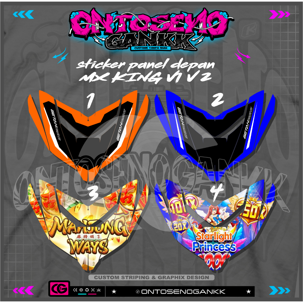 STRIPING CUSTOM VARIASI TRANSPARAN DADA DEPAN MX KING V1 / V 2 STICKER VARIASI MOTIF TERBARU KEREN