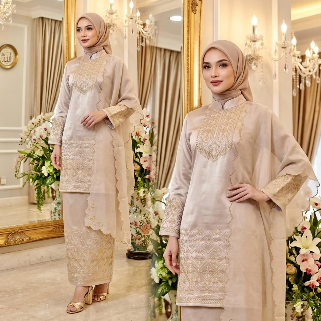 READY set salendang katrina / Set Melayu Bahan Yokohama Silk / Selendang Organza
