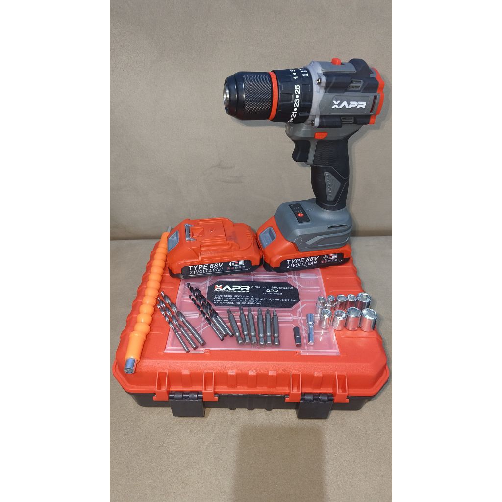 BOR TEMBOK BRUSLESS BATERAI APR 21V BOR CORDLESS APR AP34