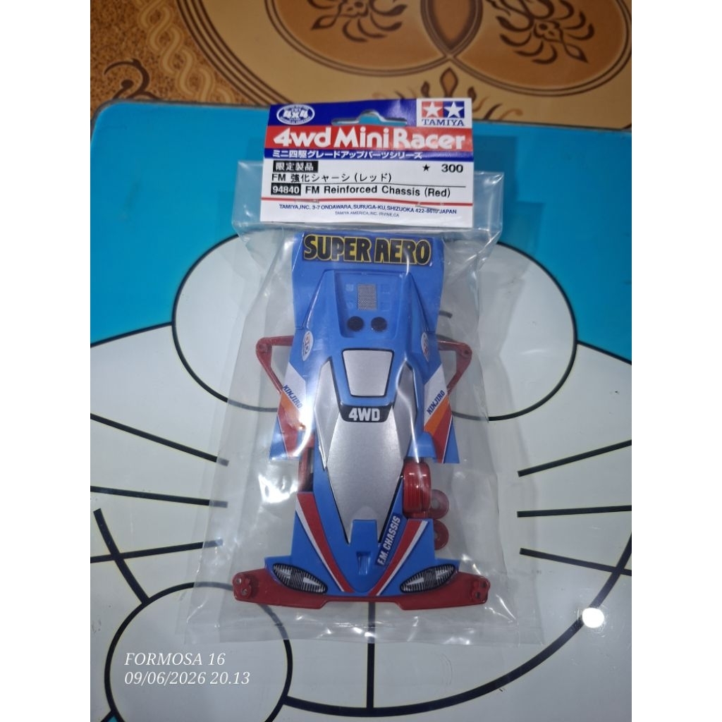 tamiya chasis fm reinforced sudah di rakit + body rev neo burning sun,super aero & crimson glory