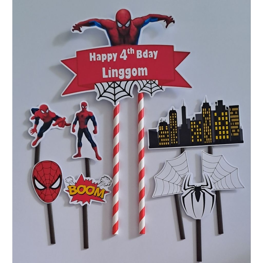 TOPPER CAKE GAMBAR SPIDERMAN CUSTOM NAMA