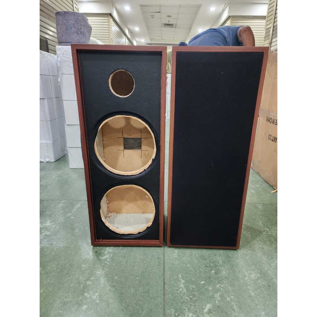 (JUAL 2 BUAH) box speaker 8 inch - DOBEL - untuk dalam Ruangan 2 way finishing hard pvc coklat - 25*21*64