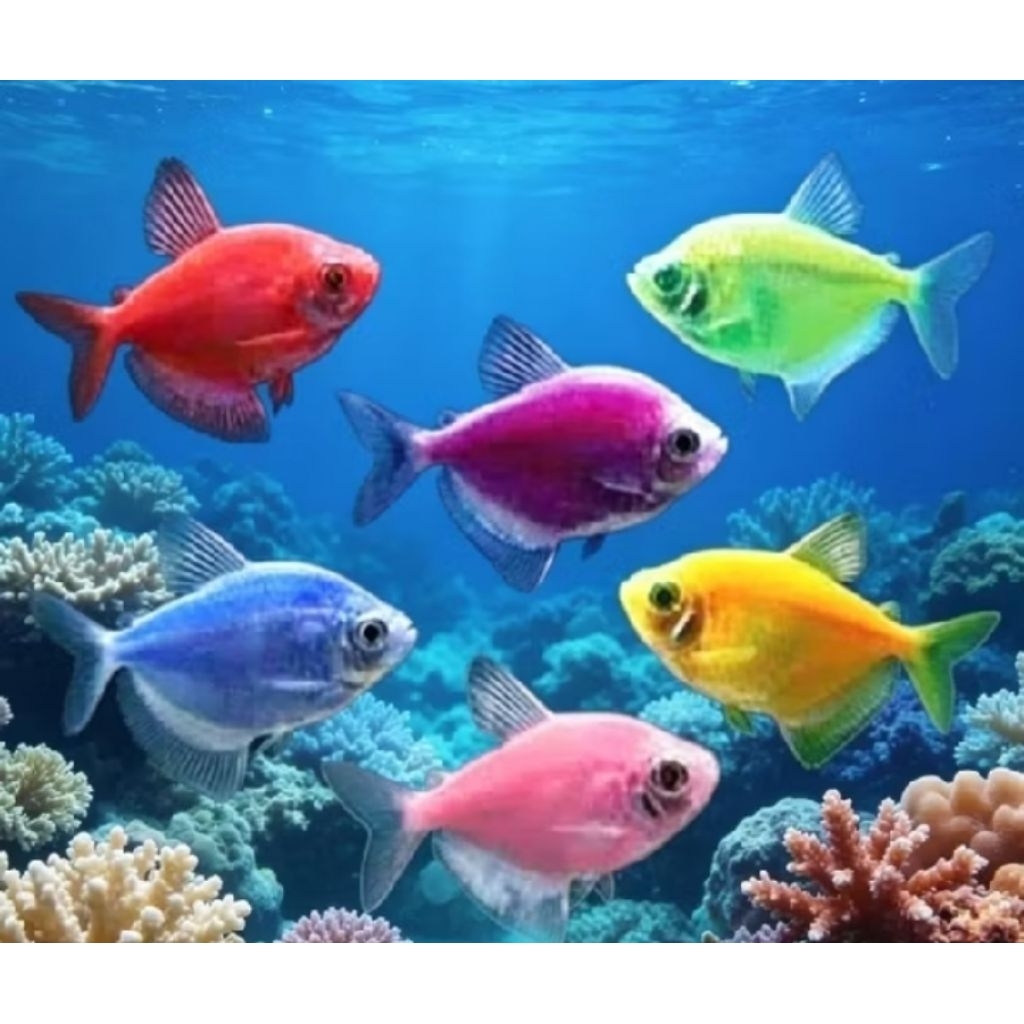 Ikan Hias Glofish Glowfish Paket 20 Ekor - Warna Acak, Mudah Dipelihara, Hiasan Aquarium