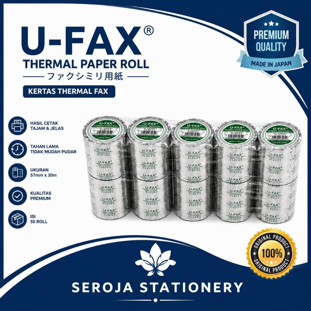 KERTAS THERMAL 57 x 47 mm U-FAX | THERMAL PAPER ROLL | FAX | 1 ROLL
