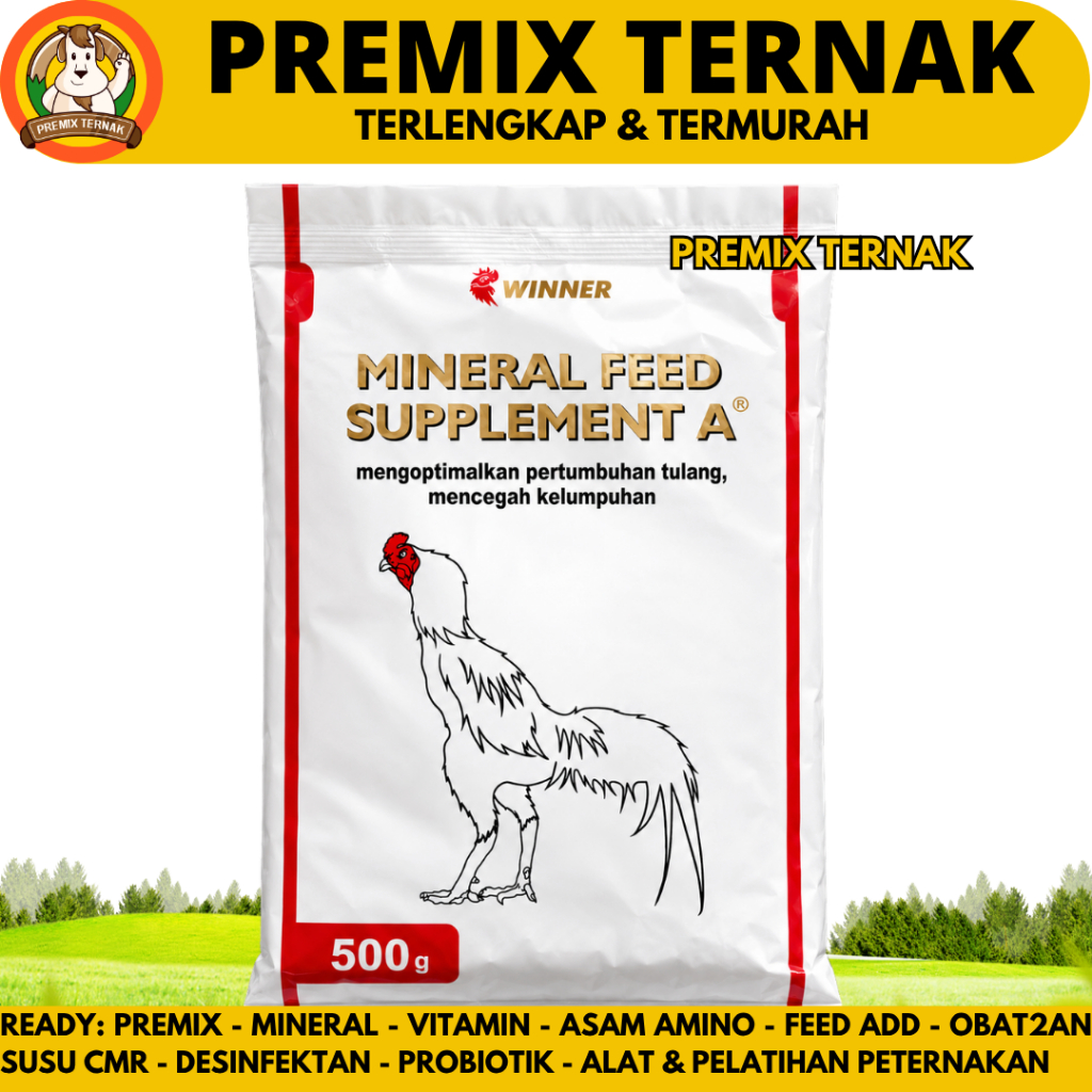 MINERAL FEED SUPPLEMENT A LAGA 500 GRAM WINNER - Obat Ayam Lumpuh Bangkok Aduan Tulang Bulu Premix