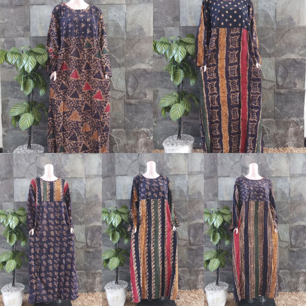 (Ld 130 cm) Daster Huza Batik Pekalongan Dress Jumbo || L Jumbo
