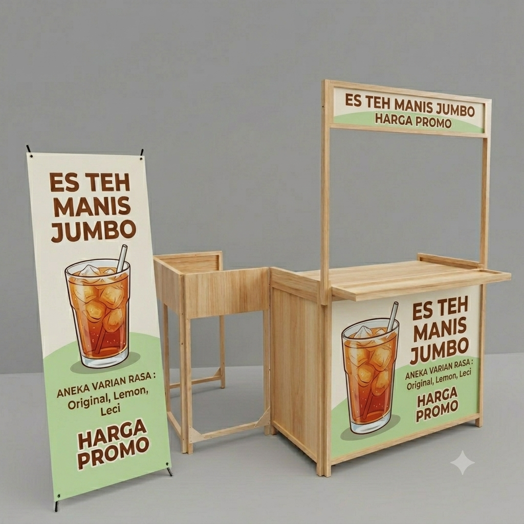 Booth Portable Kayu Minimalis Premium | Stand Display Lipat Booth Bazaar Gerobak Jualan