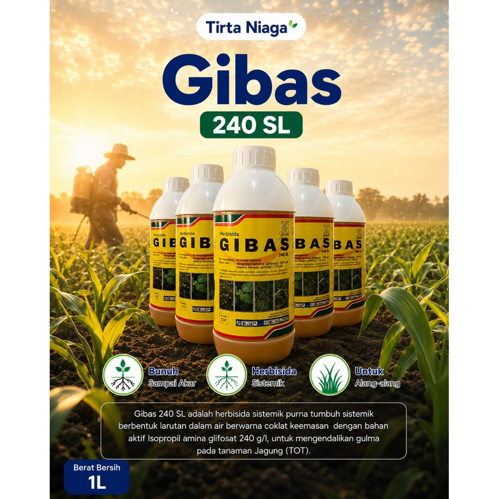 Gibas 1L Glifosat 240 SL obat rumput Kresna