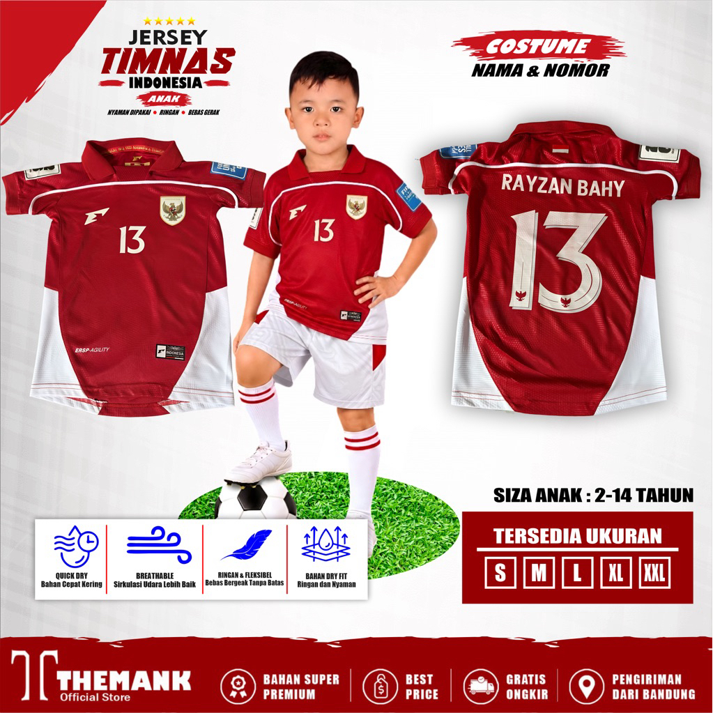 jersey timnas indonesi anak terbaru 2025 replika GO premium