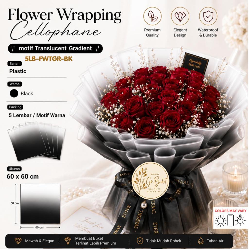 Petal Jelly Frame - Flower Wrapping Paper Tune Solid Color List Korean Cellophane [ 5 Lembar ]