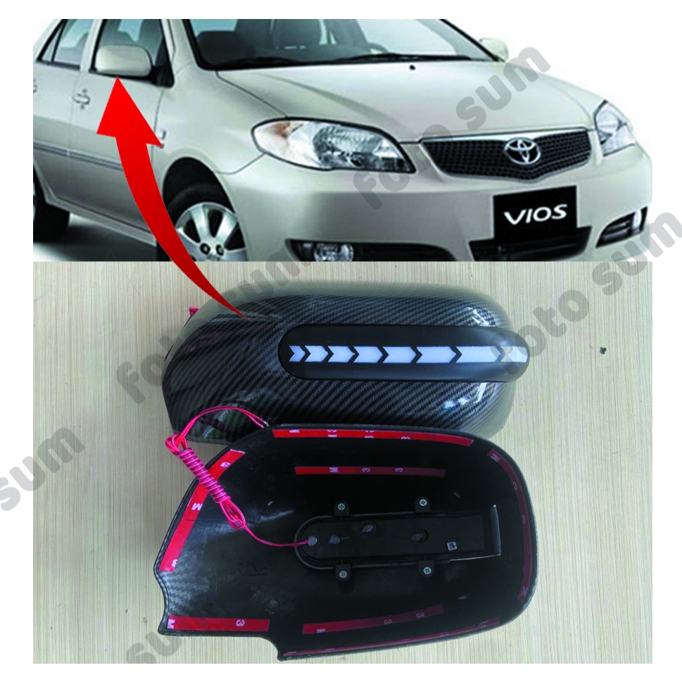 cover spion CARBON + lampu PANAH mobil vios limo ex taxi 2003-2005 mirror cover vios gen 1 satu set 