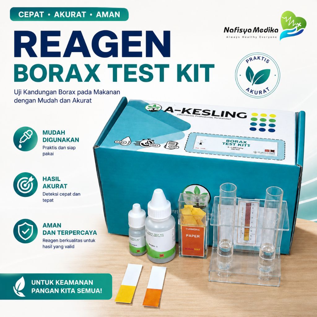 Borax Test Kit - Reagen Uji Boraks Makanan Praktis Akurat untuk Bakso, Mie, Tahu & Kerupuk