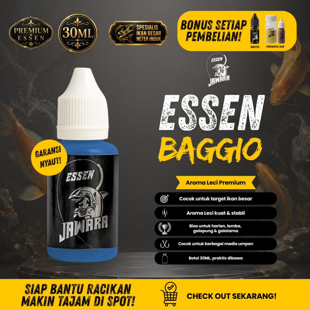 Essen Jawara-Baggio | Umpan Pancing Ikan Mas | Lele | Nila | Jawara Essence