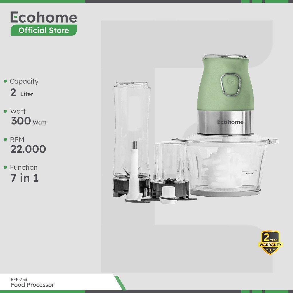 ECOHOME Food Processor 7 in 1 EFP333 Chopper Blender Smoothies and Garlic Peeler