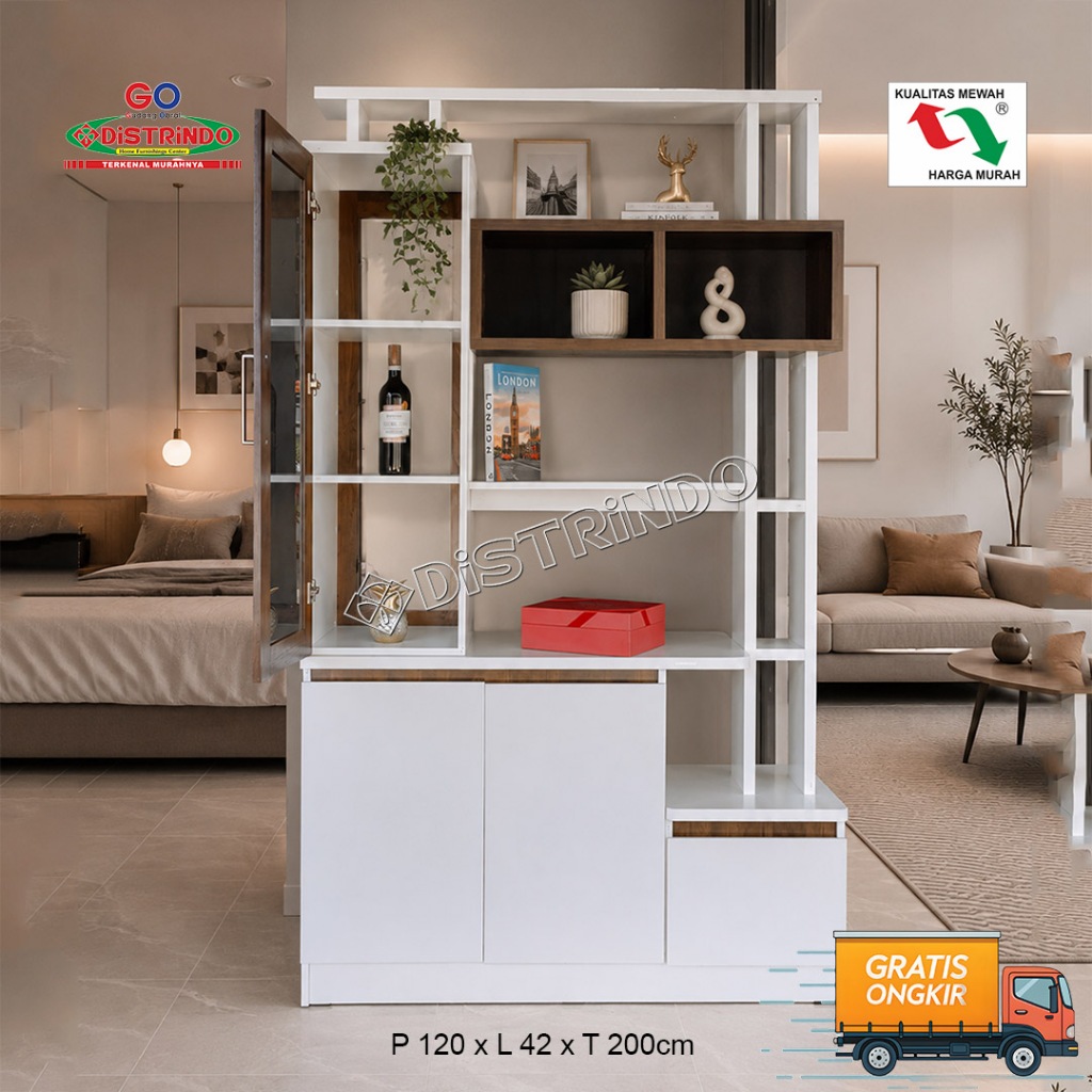 DISTRINDO Bufet Divider Pembatas Ruangan Minimalis