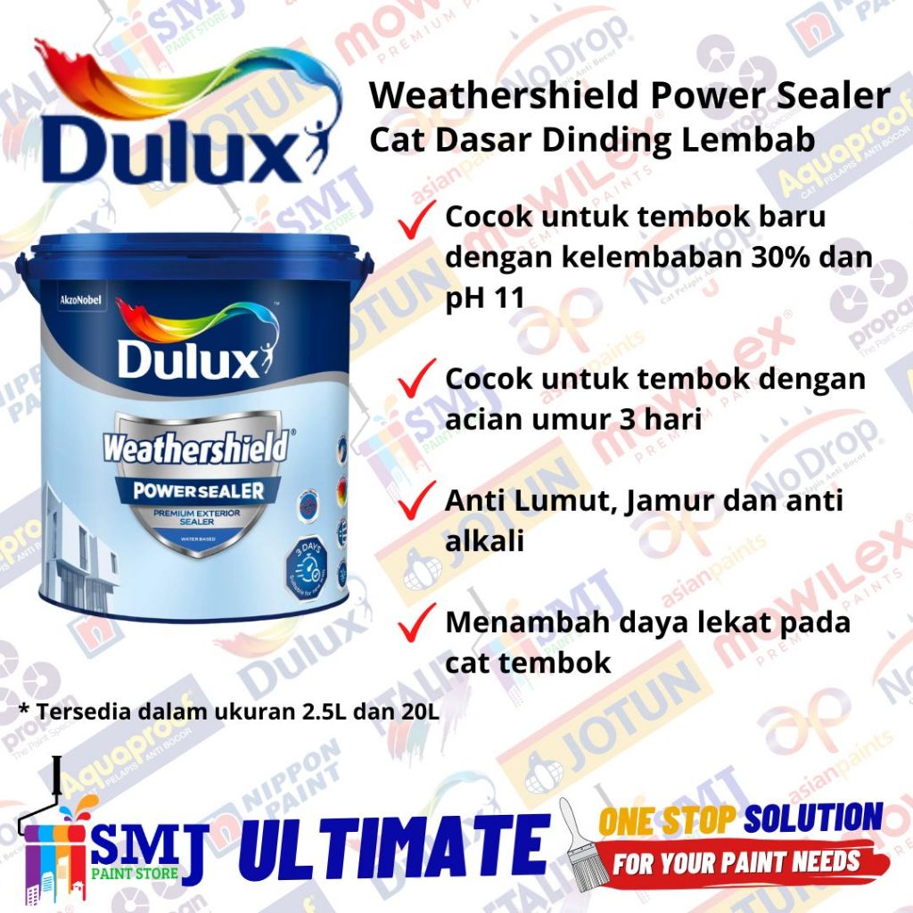 Cat Dasar Tembok Interior & Eksterior DULUX WEATHERSHIELD POWER SEALER ukuran 2,5L