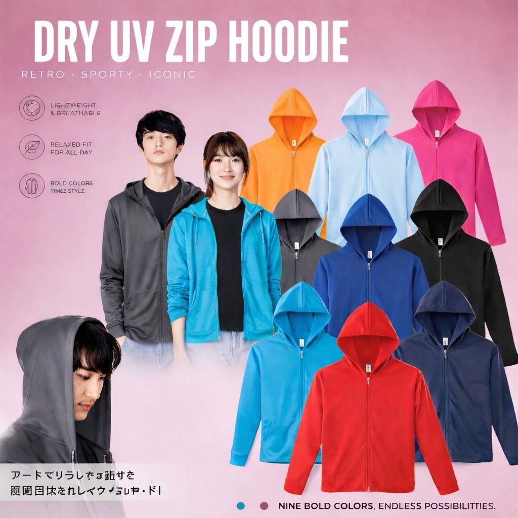 JAKET HOODIE UV PROTECTION DEWASA / LONG SLEEVE DRY UV ZIP HOODIE DEWASA UNISEX