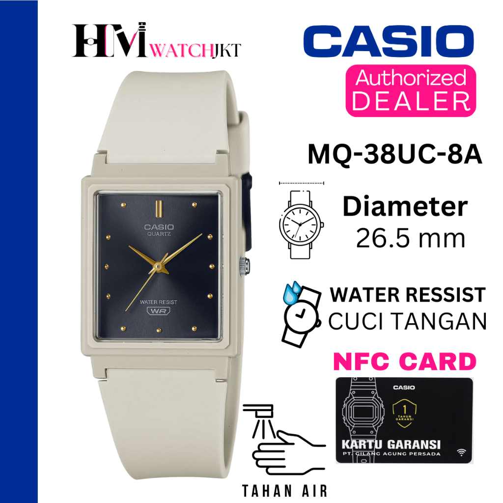 CASIO MQ-38UC-8ADF Jam Tangan Pria Original Analog Karet Antiair MQ-38UC-8A MQ-38 MQ38