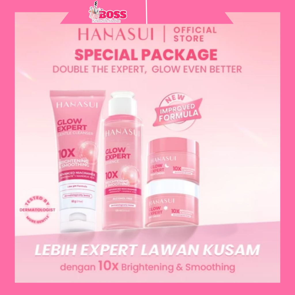 PAKET HANASUI FLAWLESS GLOWING 10 SKINCARE GLOWING SERUM POWER SERIES