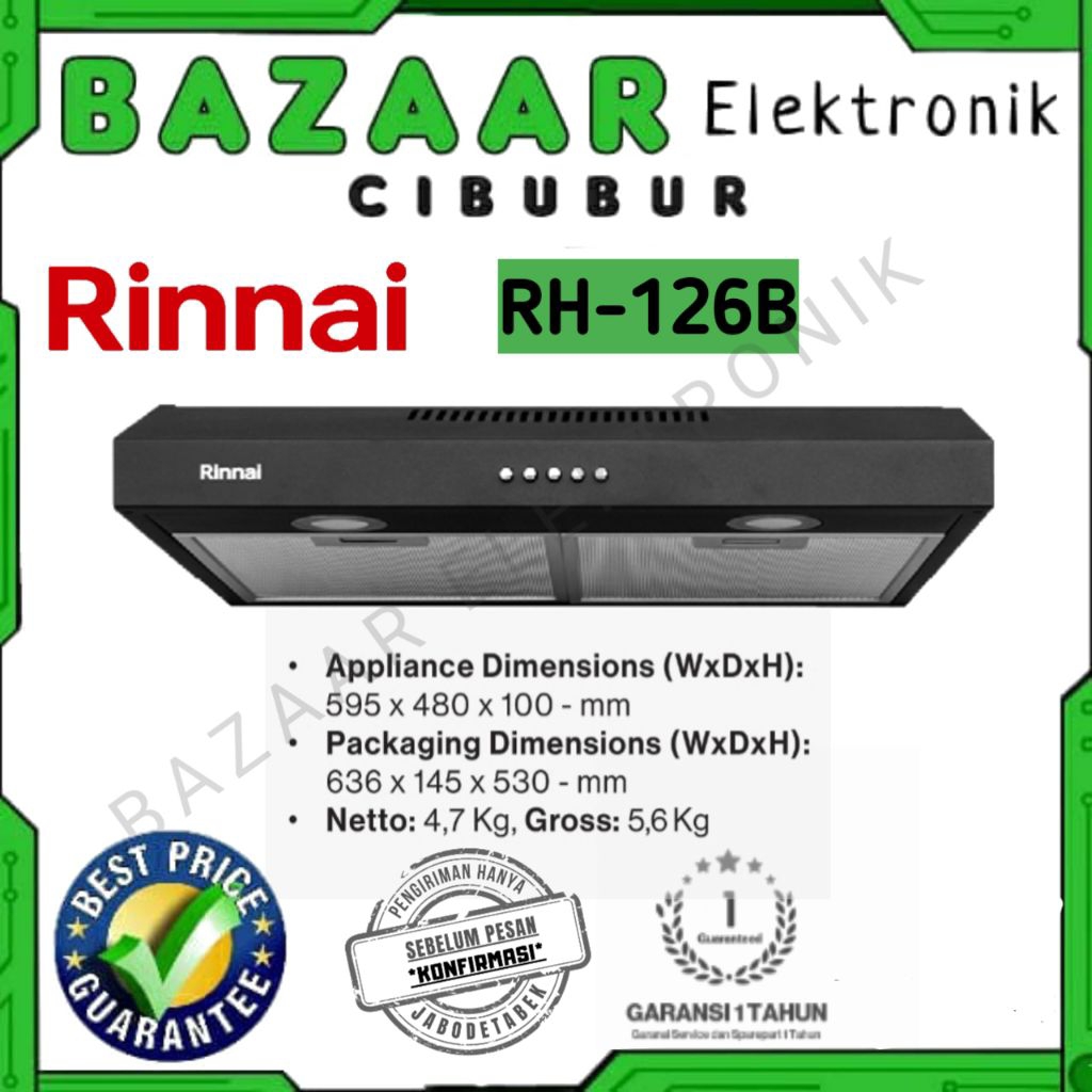 RINNAI COOKER HOOD RH-126B / RH126B / RH 126B