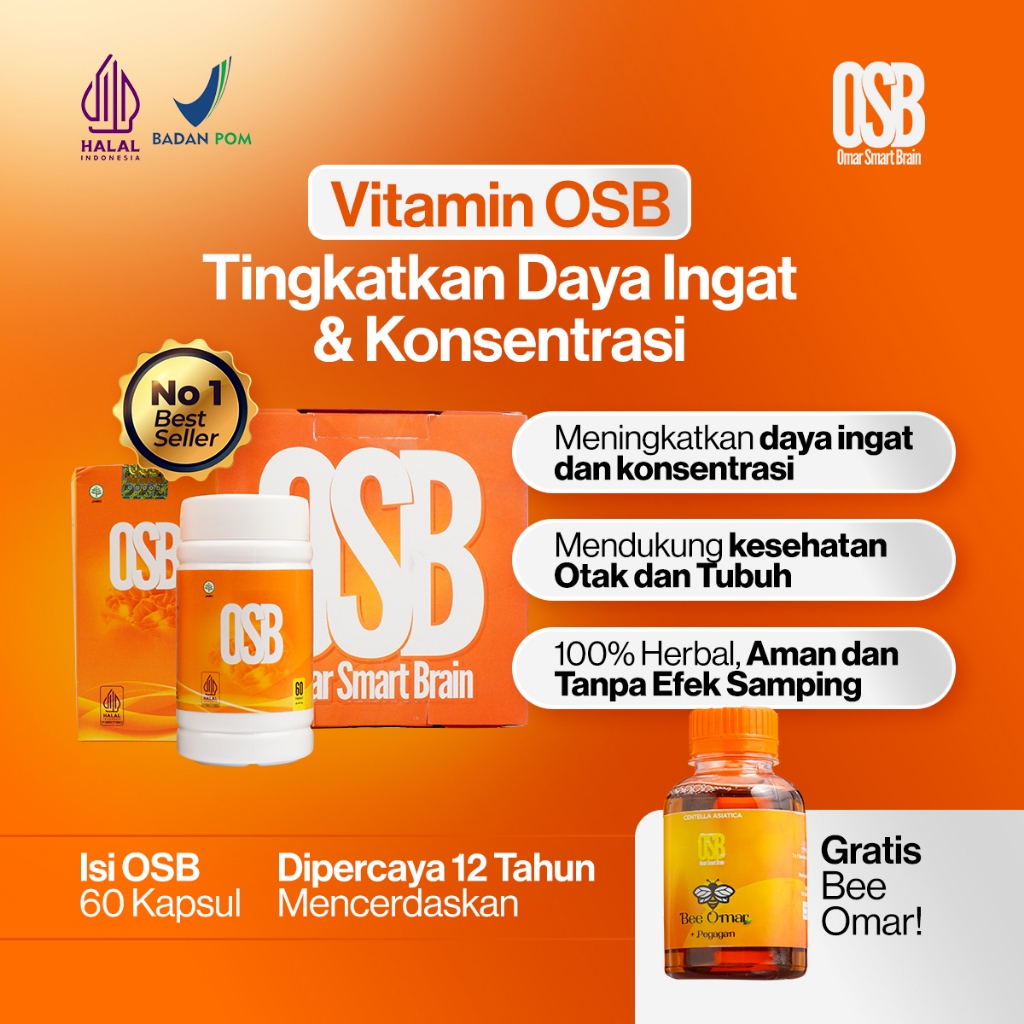 OSB Vitamin Otak Anak Dan Dewasa Omar Smart Brain Kapsul Herbal 100% Original