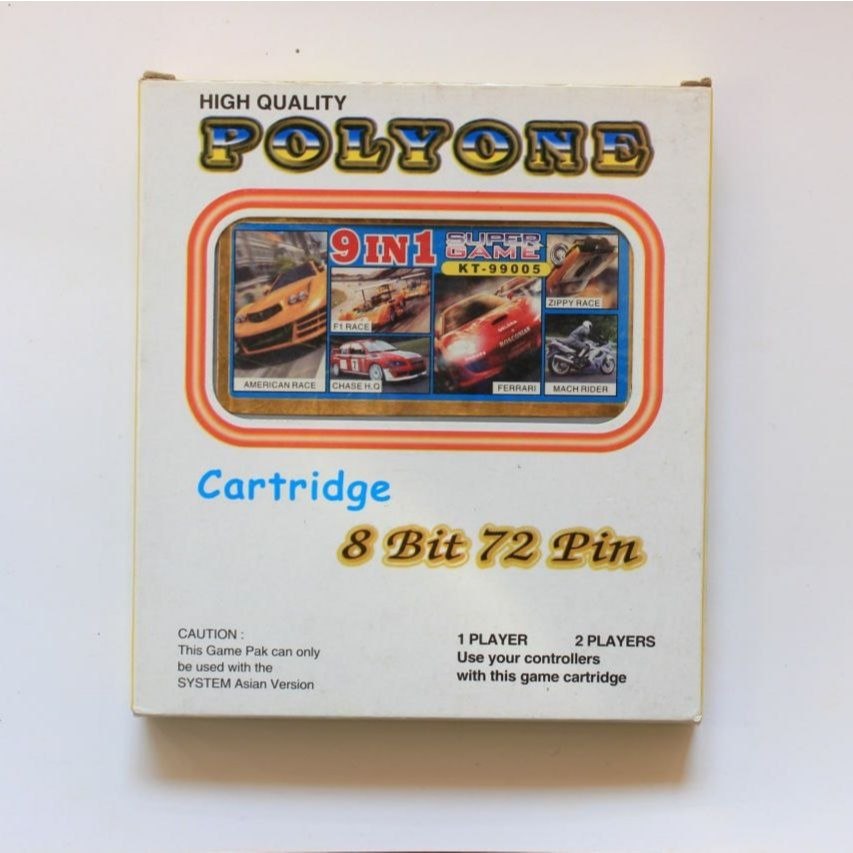 Kaset Nintendo 8 Bit 72 pin Vcom 9 in 1 Racing Boxed Tested Normal Game Jadul