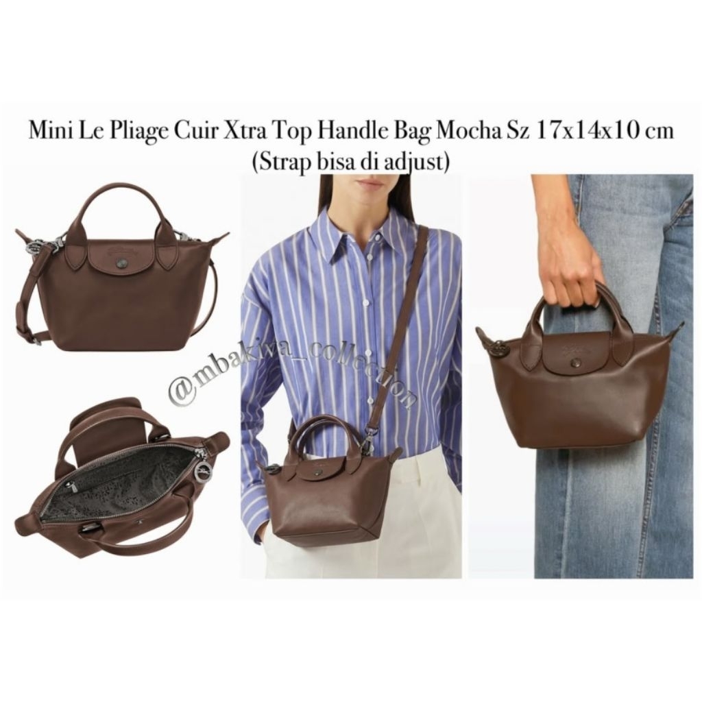 Mini Le Pliage Cuir -Xtra Top Handle Bag Mocha
