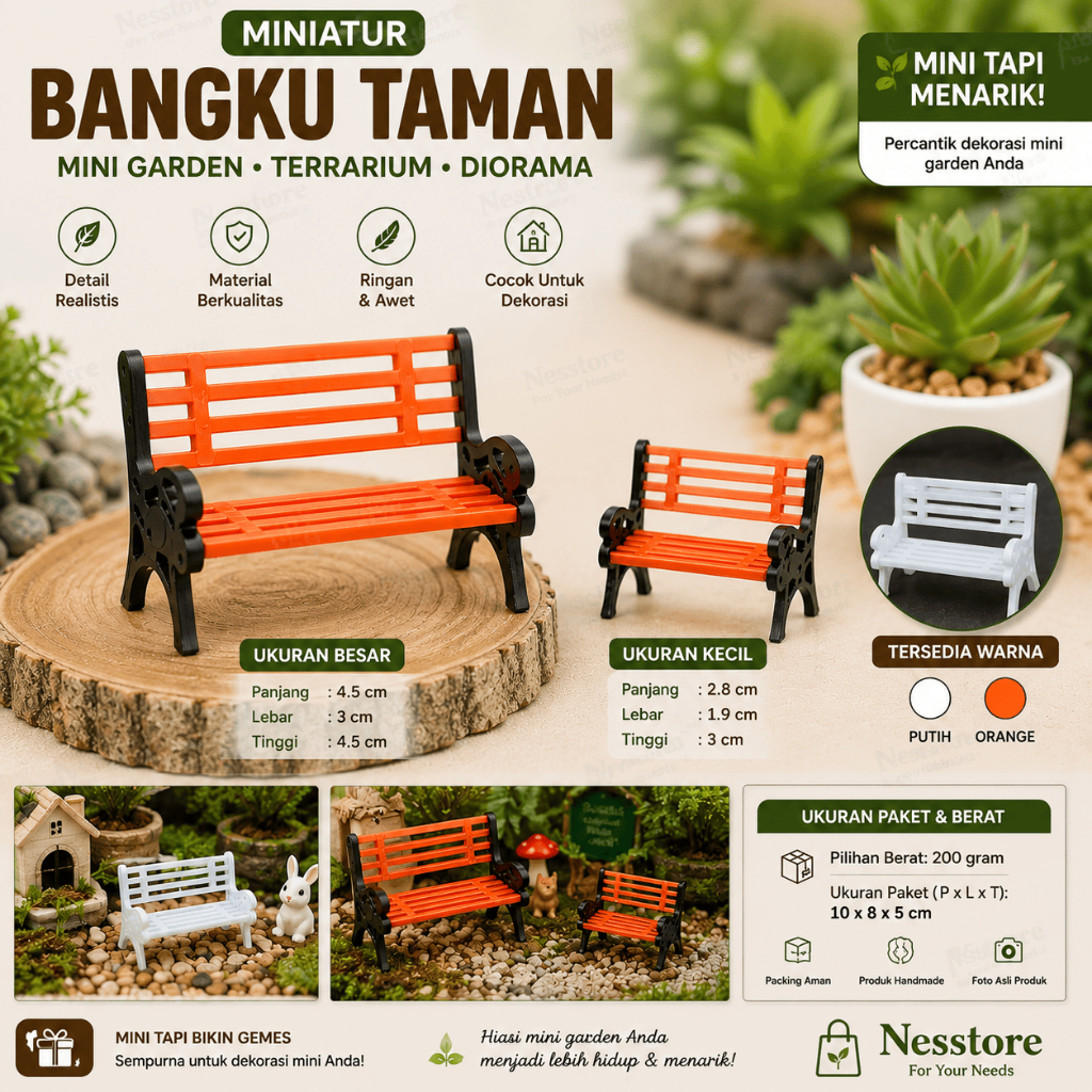 Miniatur Bangku Taman Miniatur Kursi Taman Miniatur Diorama Topper Kursi Mini